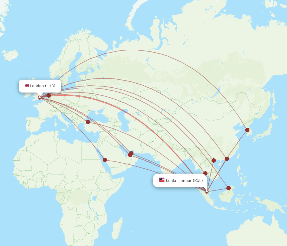 KUL-LHR flight routes