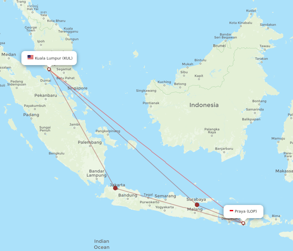 KUL-LOP flight routes