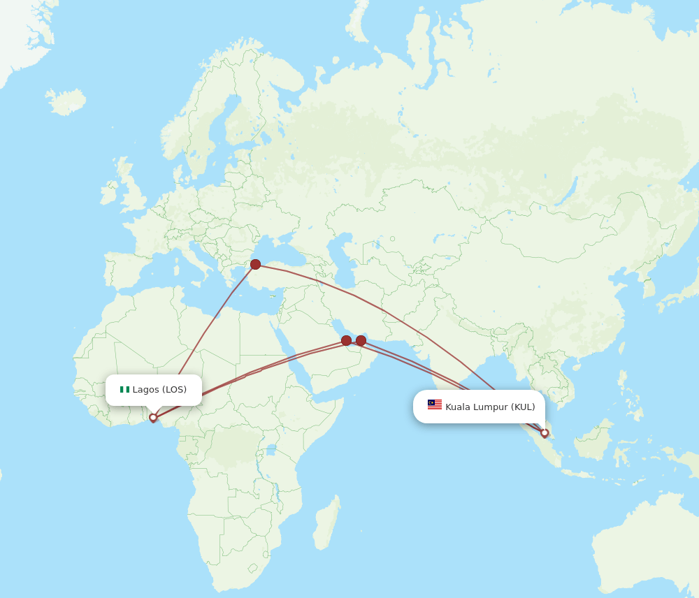 KUL-LOS flight routes
