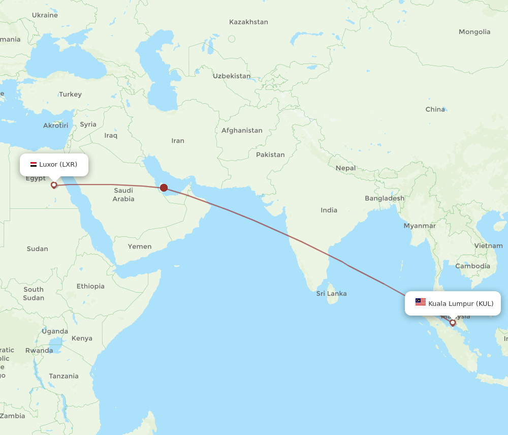 KUL to LXR flights and routes map