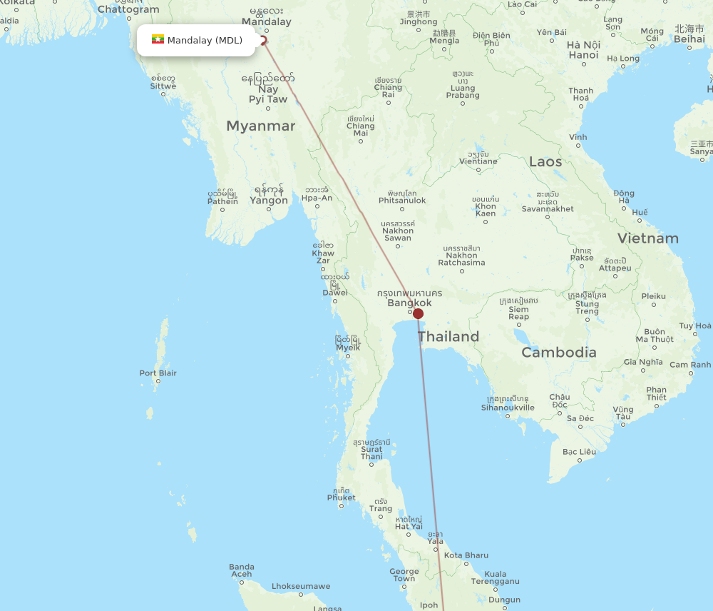 KUL to MDL flights and routes map