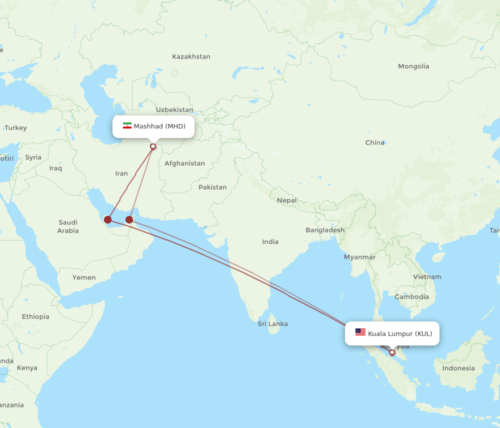 KUL-MHD flight routes