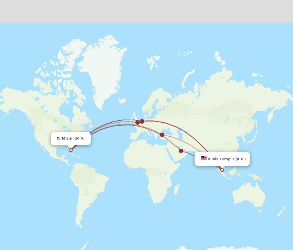 KUL-MIA flight routes
