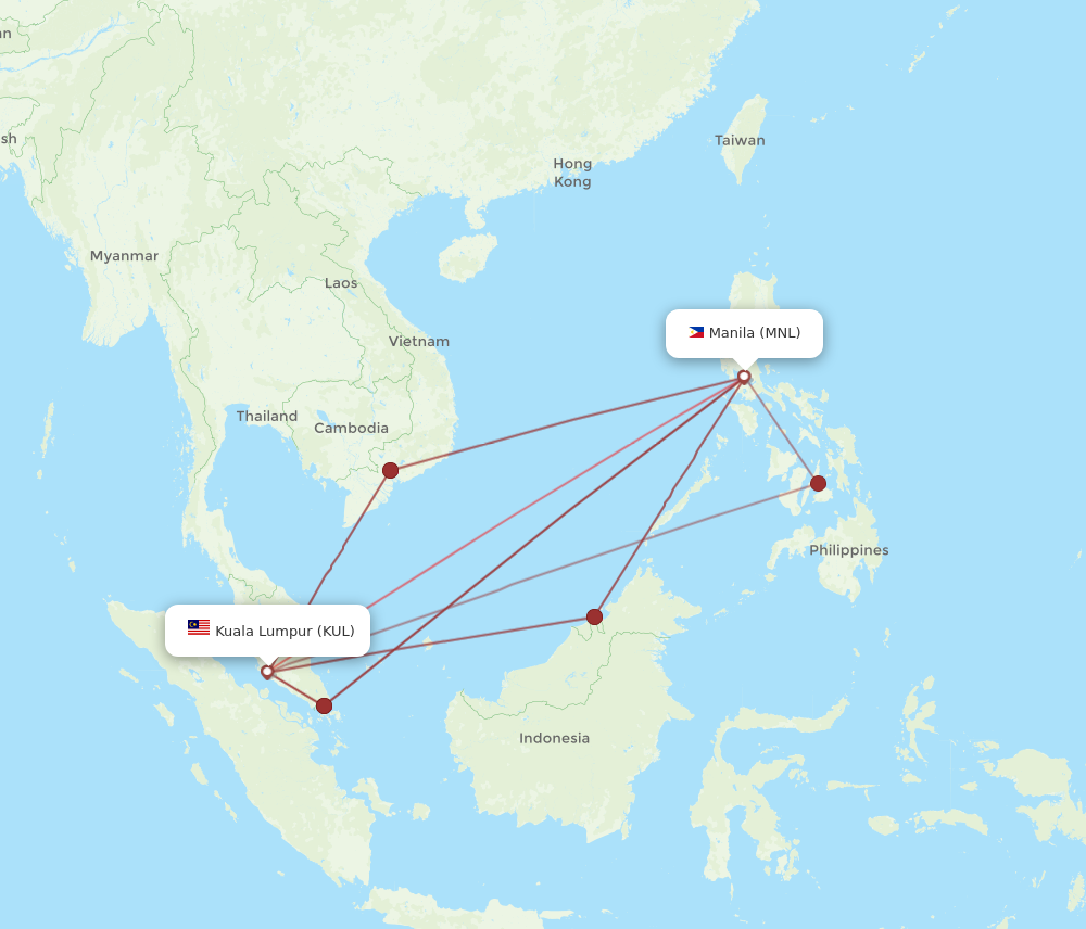 KUL to MNL flights and routes map