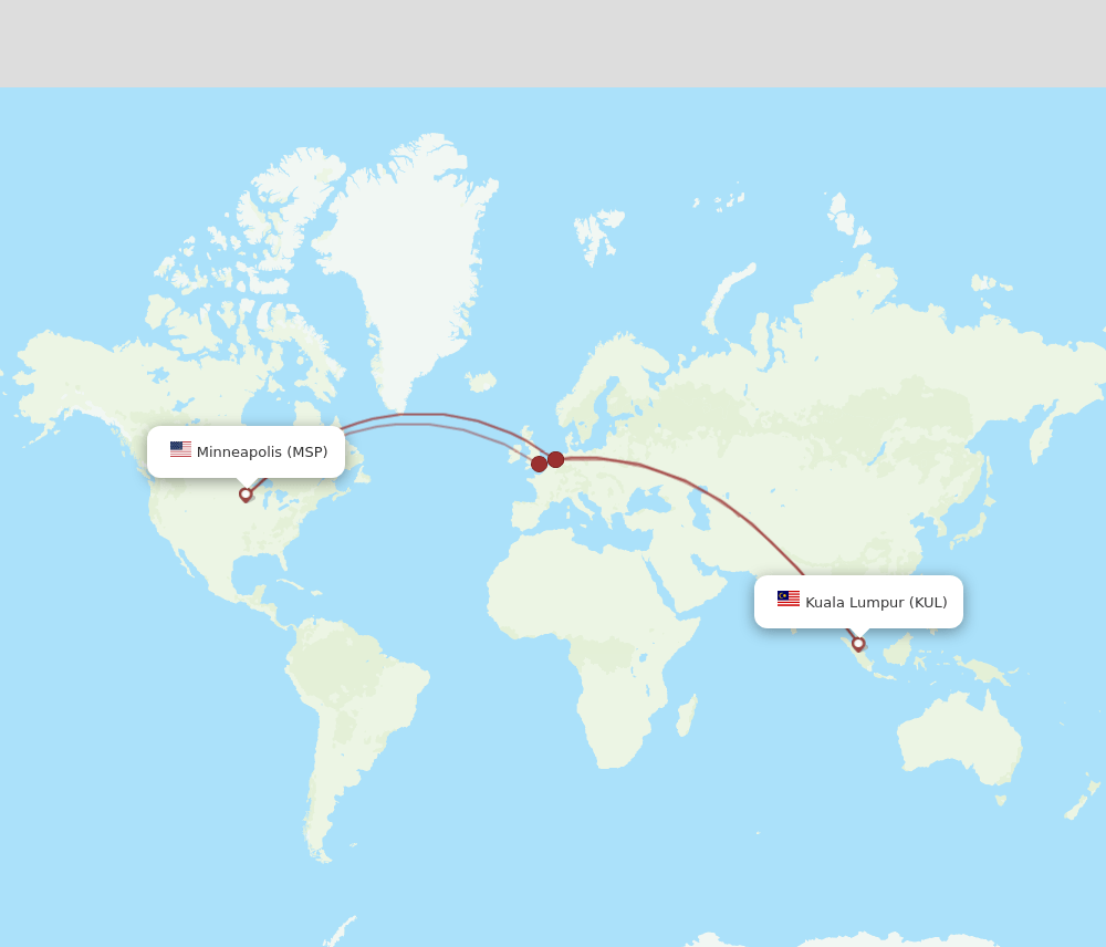 KUL-MSP flight routes