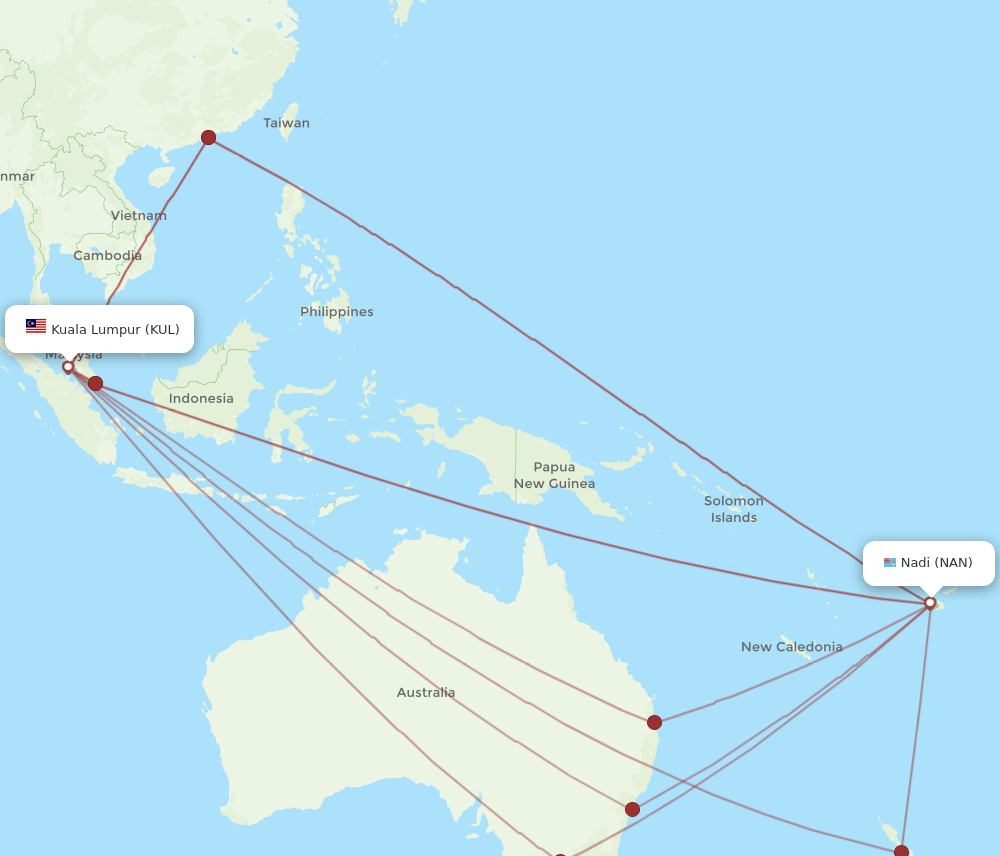 KUL-NAN flight routes