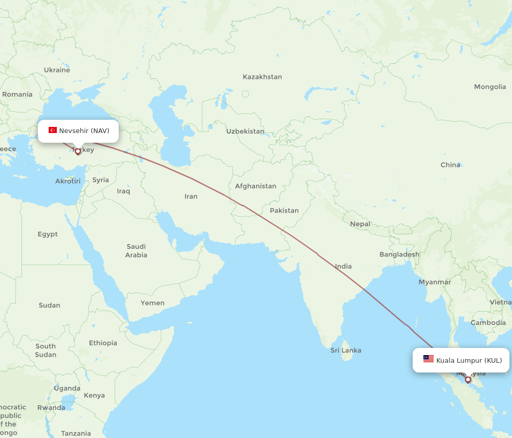 KUL-NAV flight routes