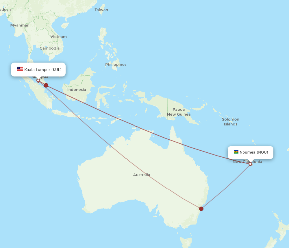 KUL-NOU flight routes