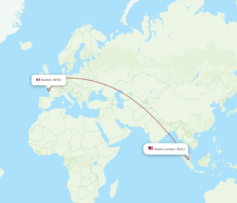 KUL-NTE flight routes