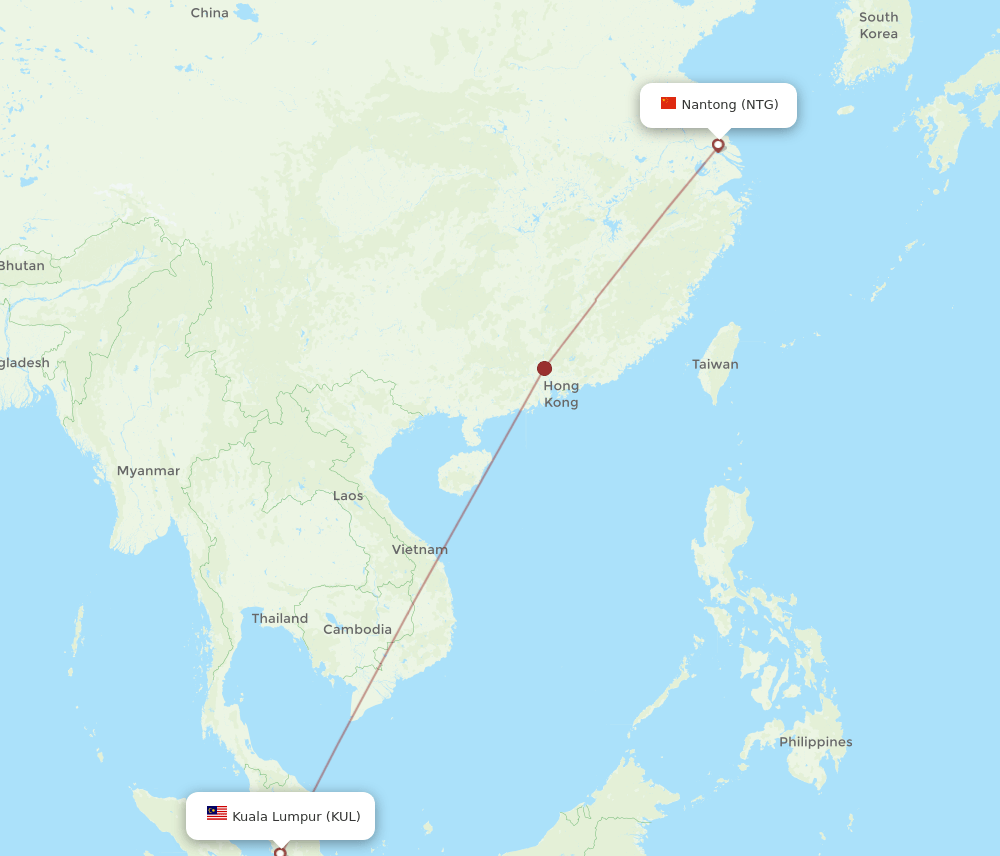 KUL-NTG flight routes