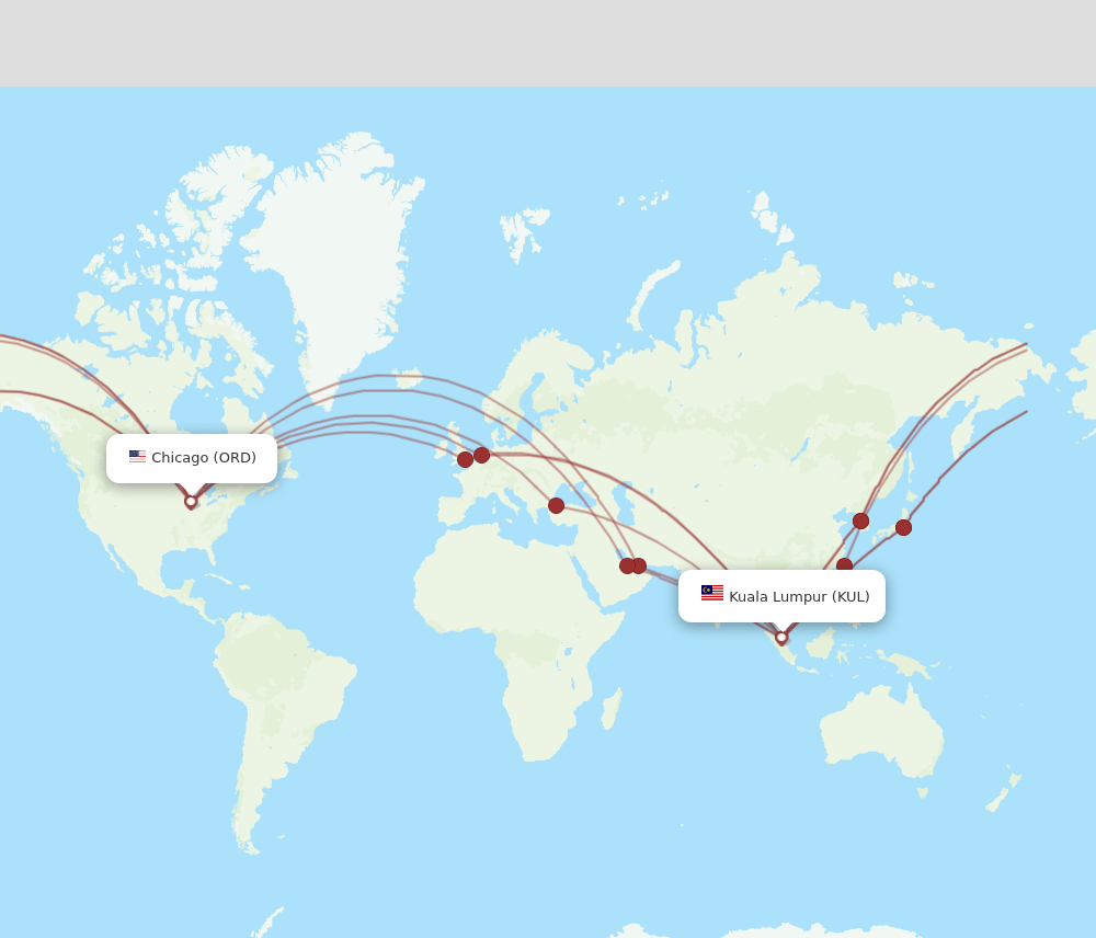 KUL-ORD flight routes