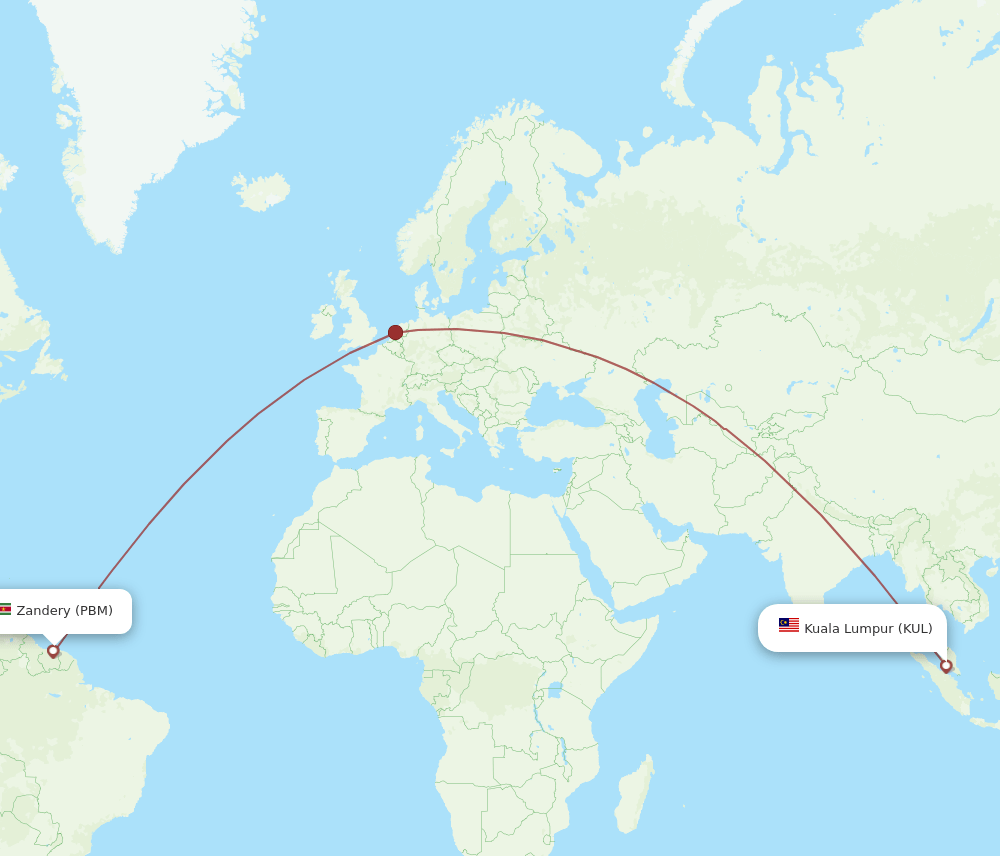 KUL-PBM flight routes