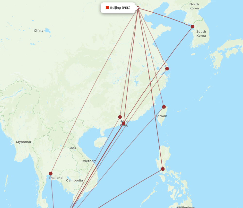 KUL to PEK flights and routes map