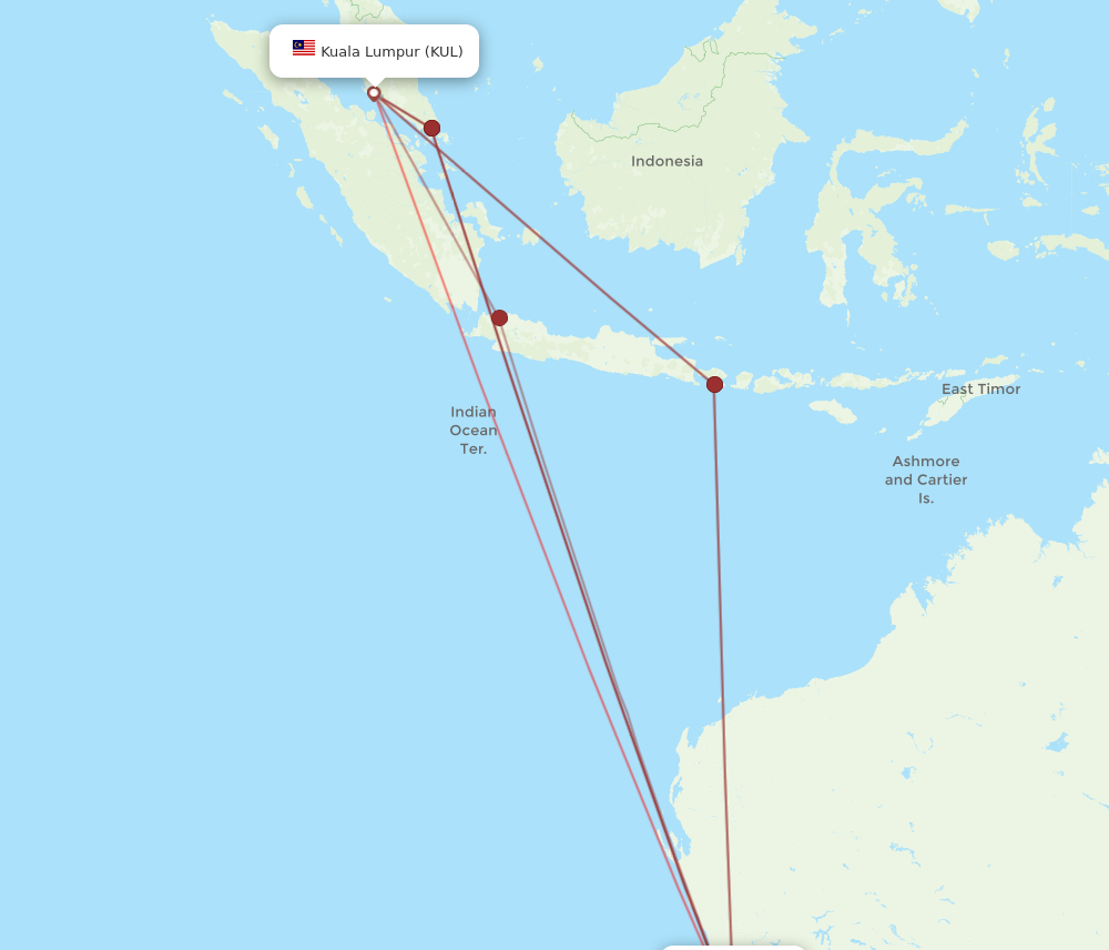 KUL to PER flights and routes map