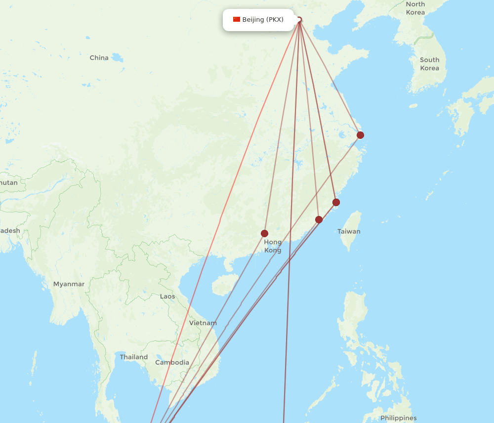 KUL-PKX flight routes