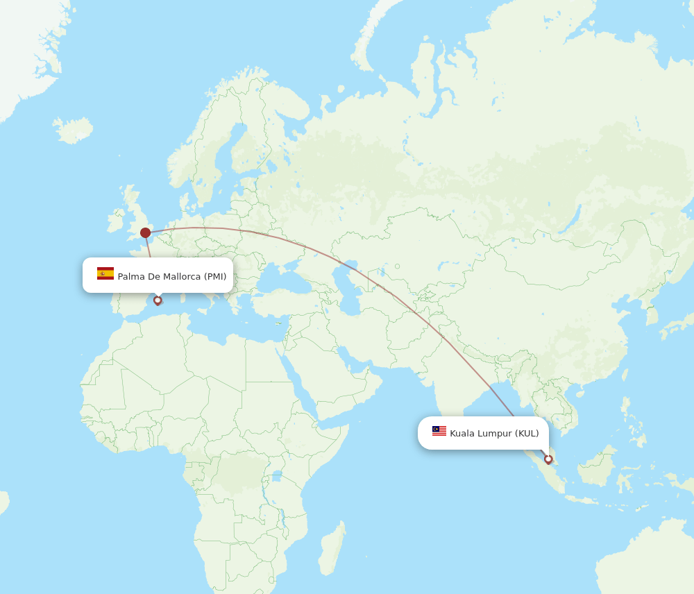 KUL-PMI flight routes