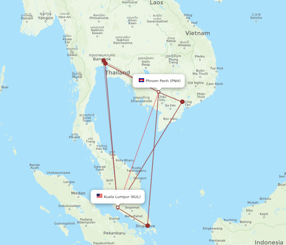 KUL-PNH flight routes