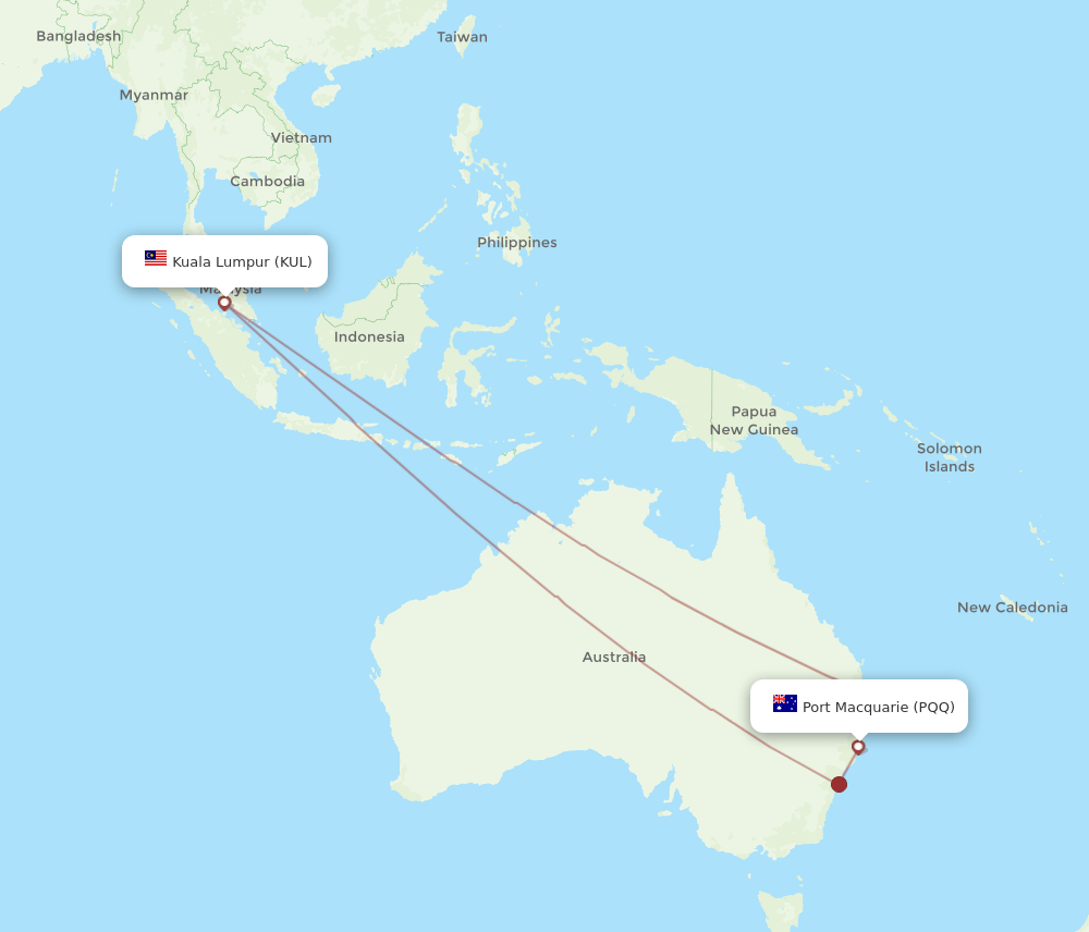 KUL-PQQ flight routes
