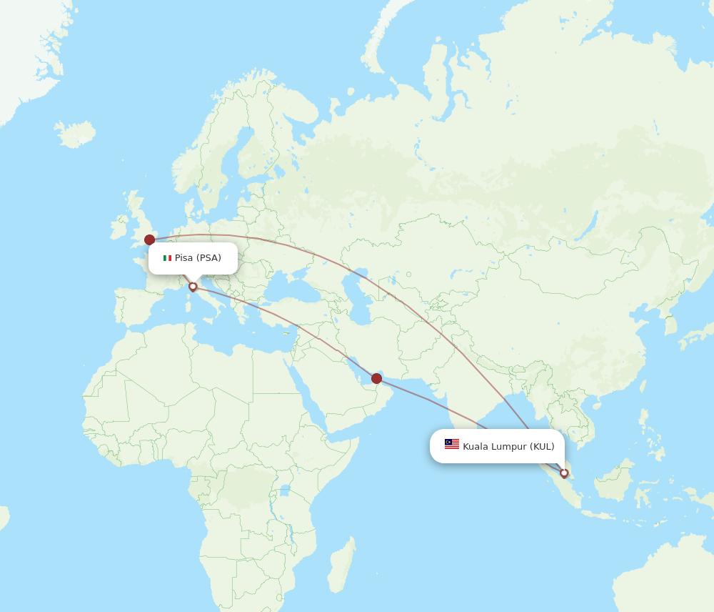 KUL-PSA flight routes
