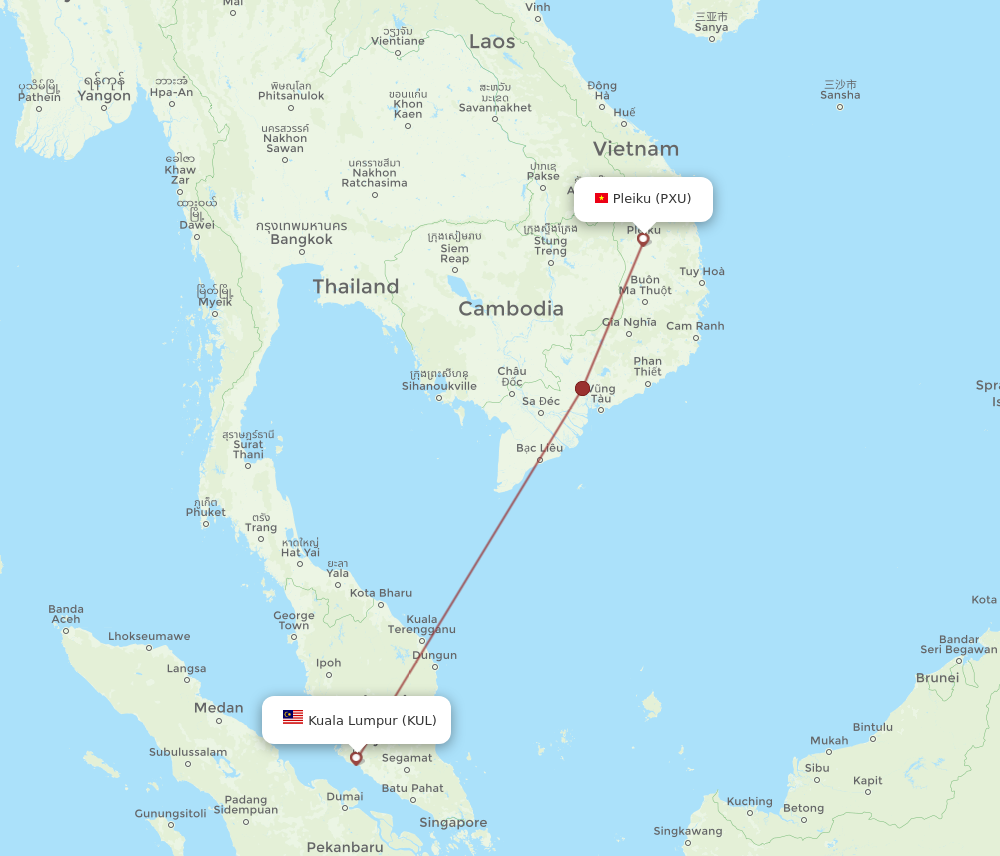 KUL to PXU flights and routes map