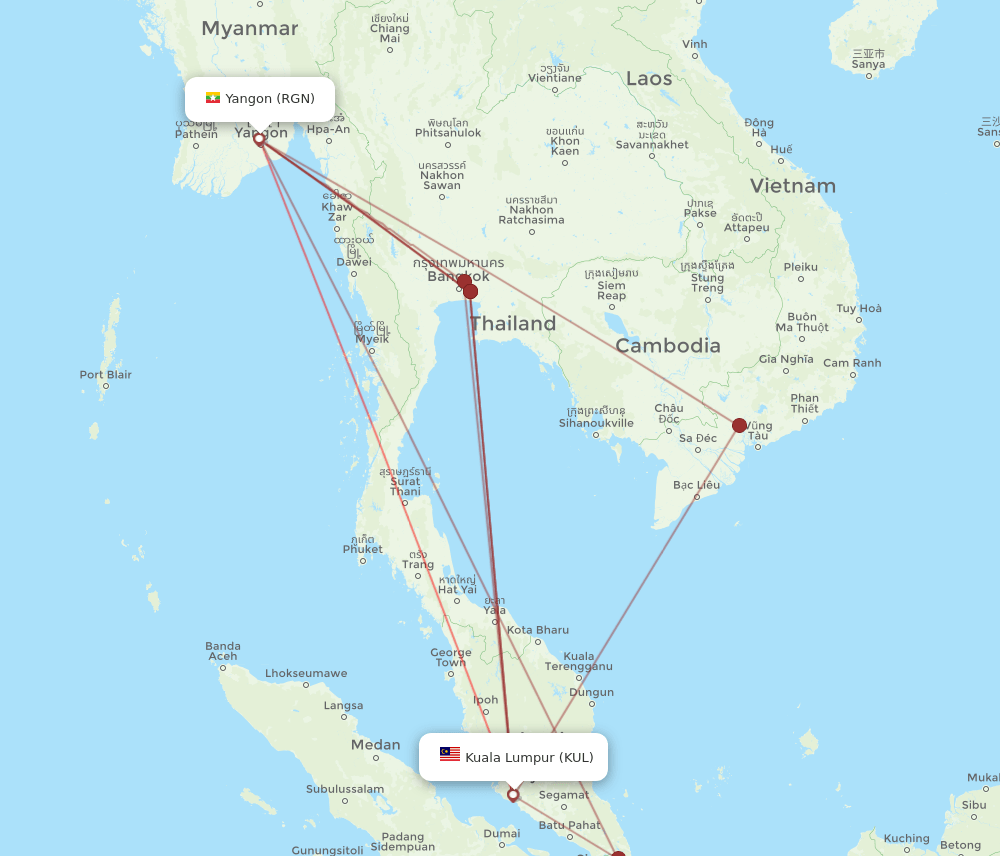 KUL-RGN flight routes