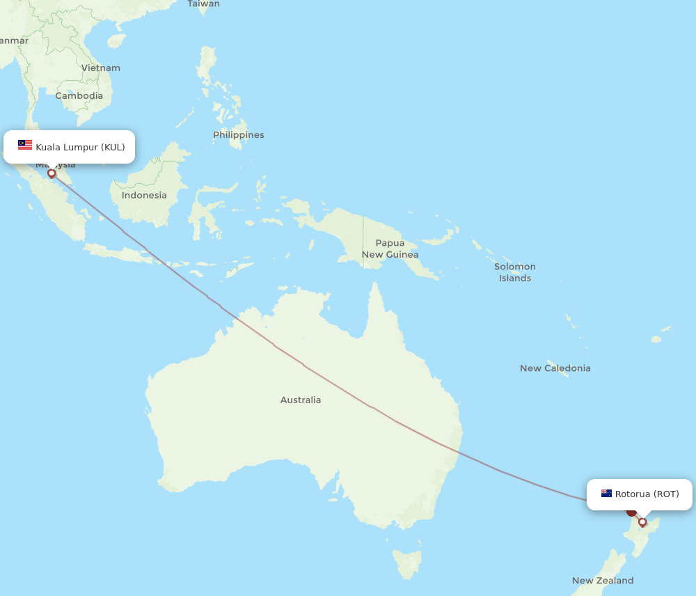 KUL-ROT flight routes