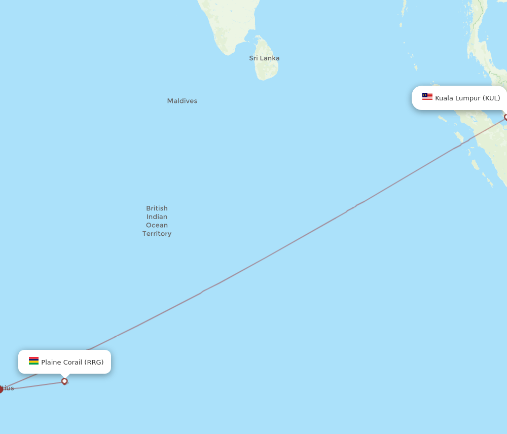 KUL-RRG flight routes