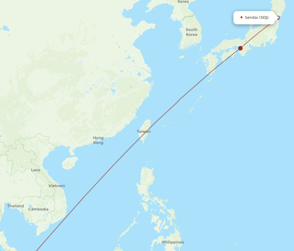 SDJ to KUL flights and routes map