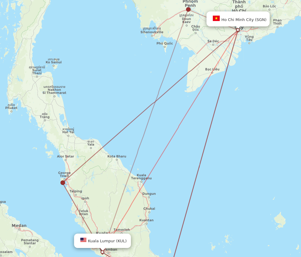 KUL to SGN flights and routes map