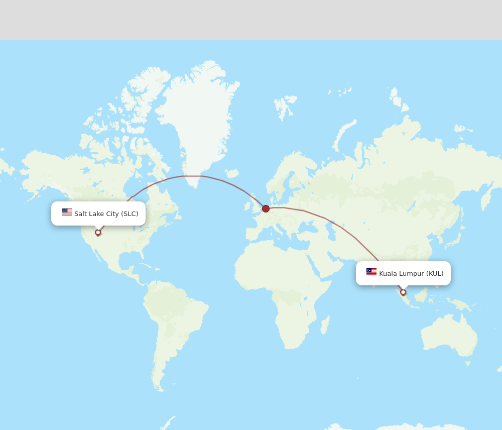 Salt Lake City - Kuala Lumpur route map and flight paths