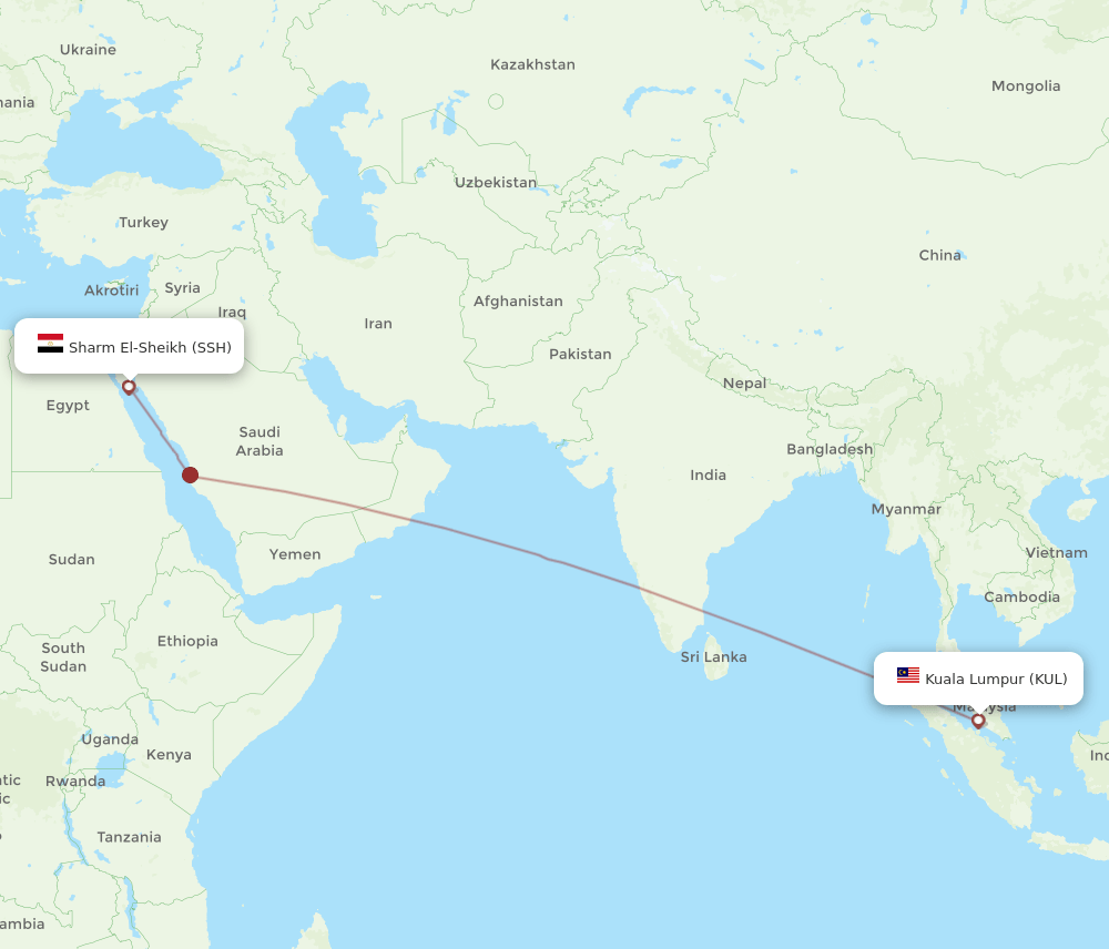 KUL-SSH flight routes