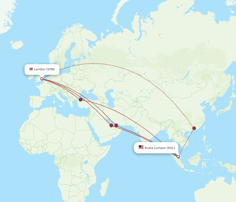 KUL to STN flights and routes map