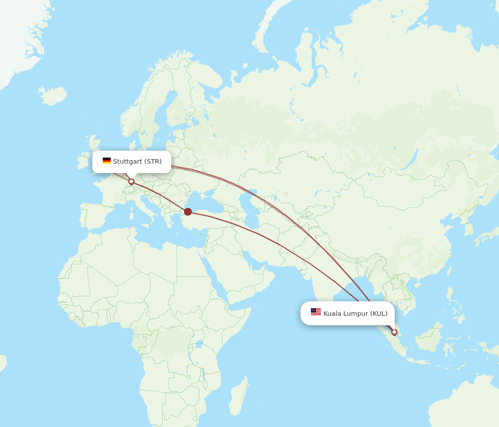 KUL-STR flight routes