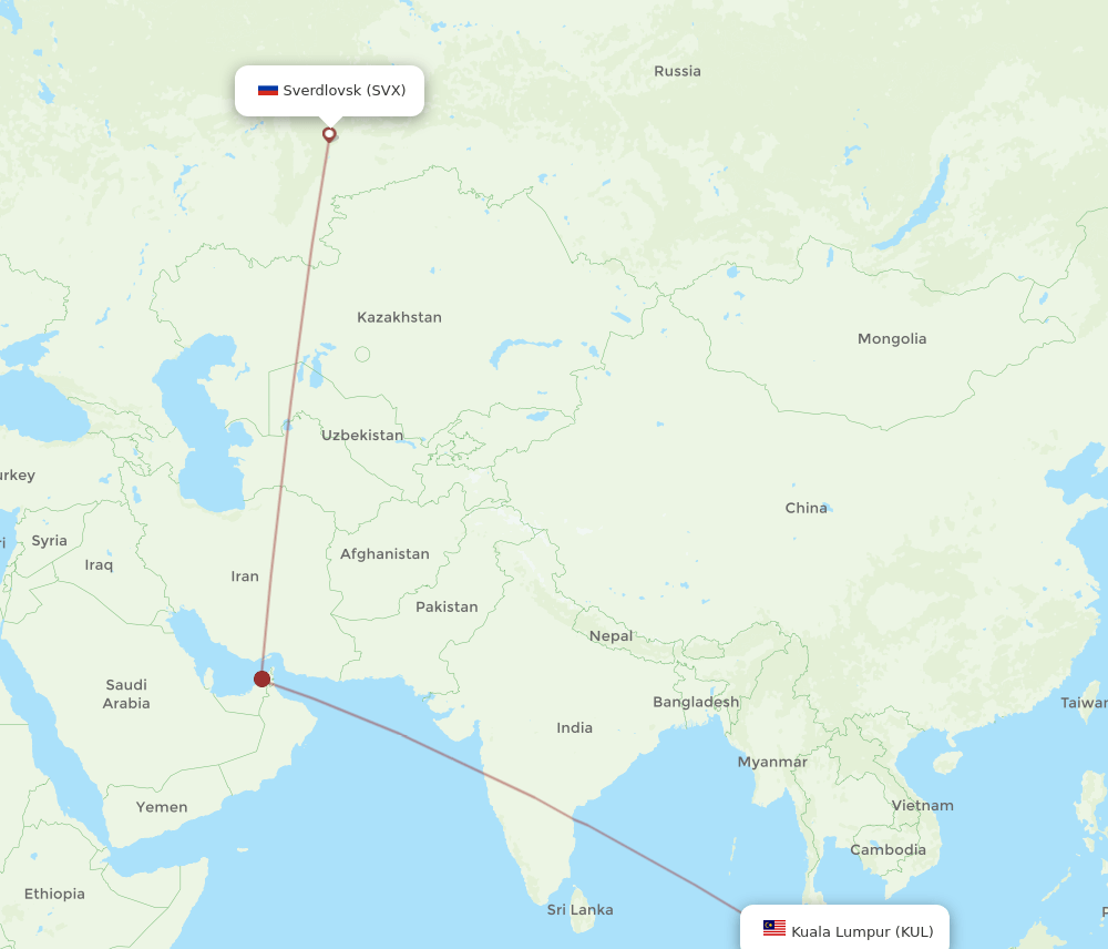 KUL-SVX flight routes