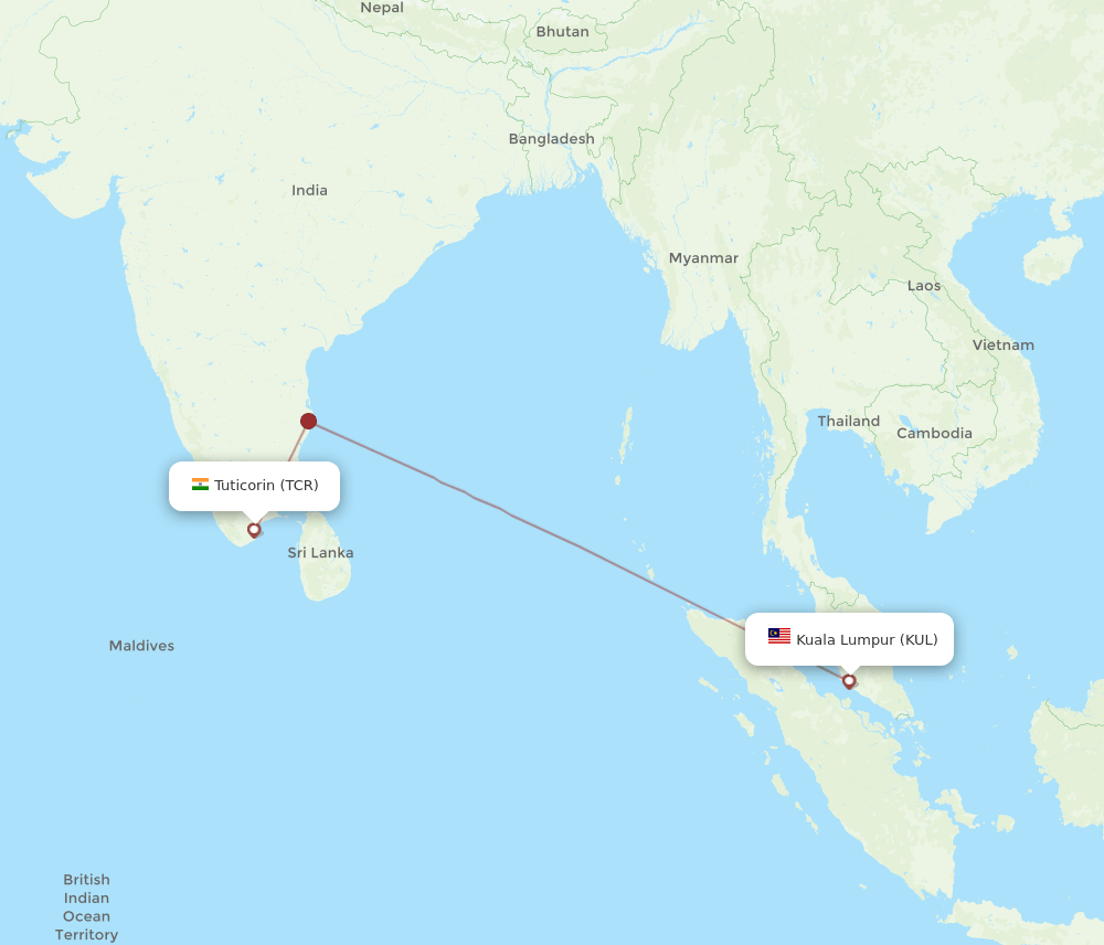 KUL-TCR flight routes
