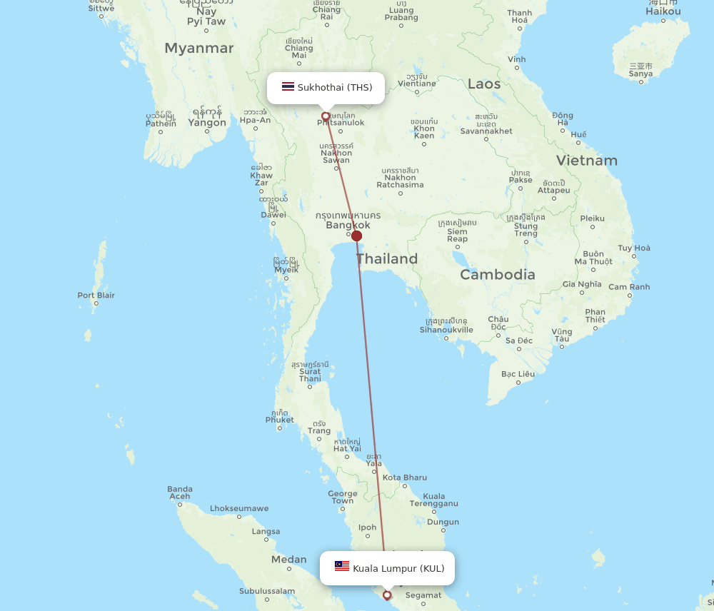 KUL-THS flight routes