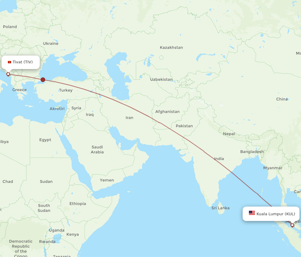 KUL-TIV flight routes