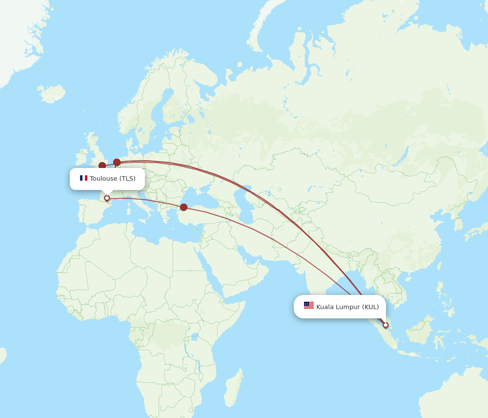 KUL-TLS flight routes