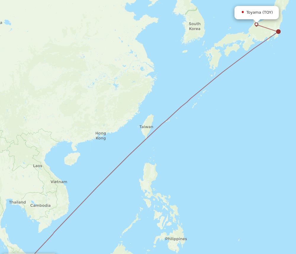 KUL to TOY flights and routes map