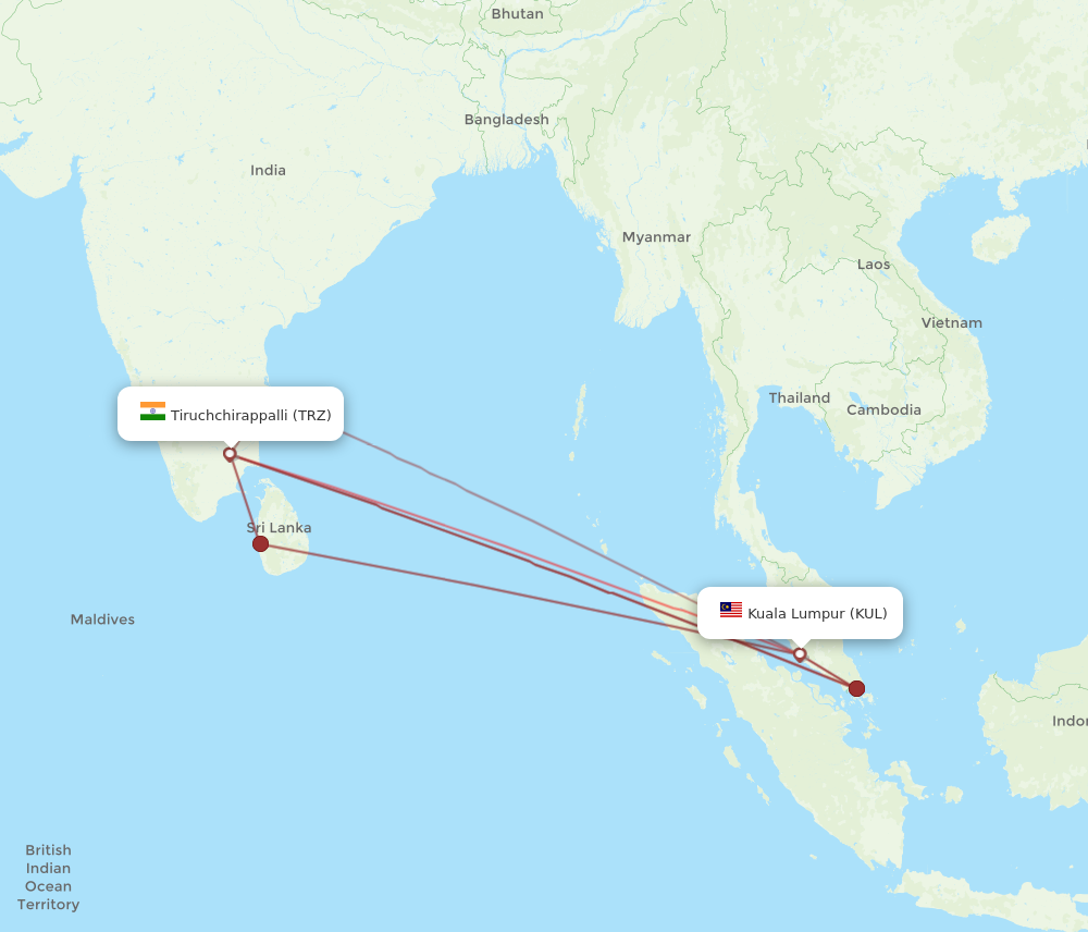 KUL to TRZ flights and routes map
