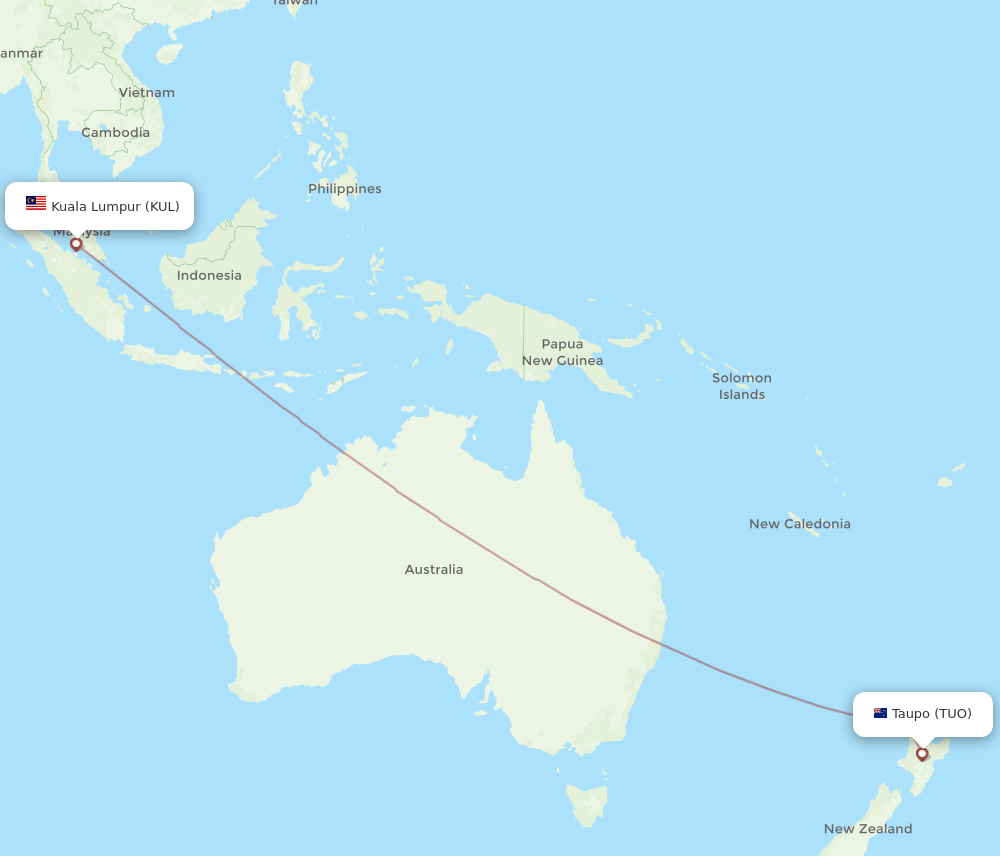 KUL-TUO flight routes