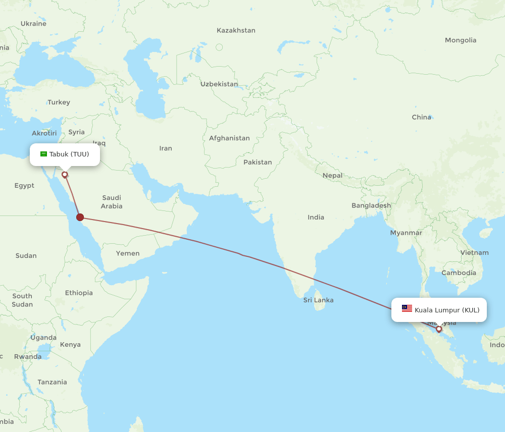 KUL-TUU flight routes