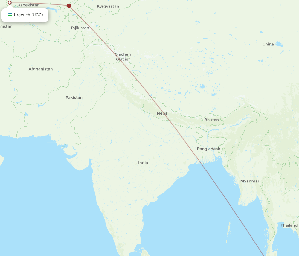 KUL-UGC flight routes