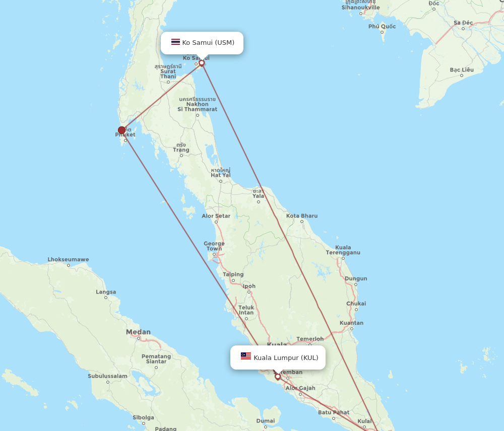 KUL to USM flights and routes map