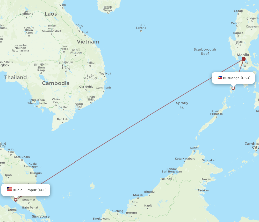 KUL to USU flights and routes map