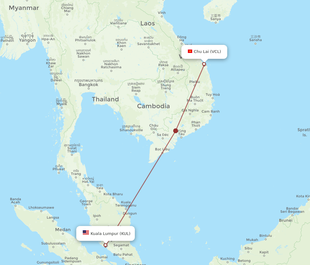 KUL-VCL flight routes
