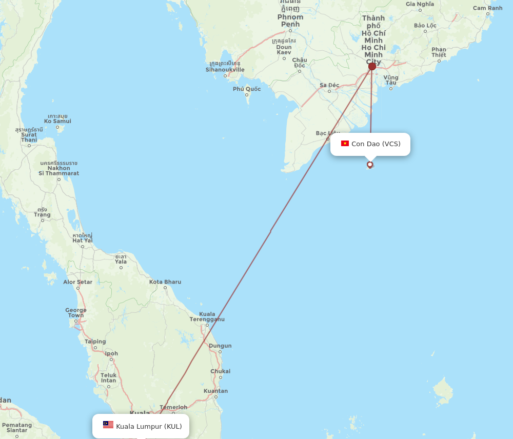 KUL to VCS flights and routes map