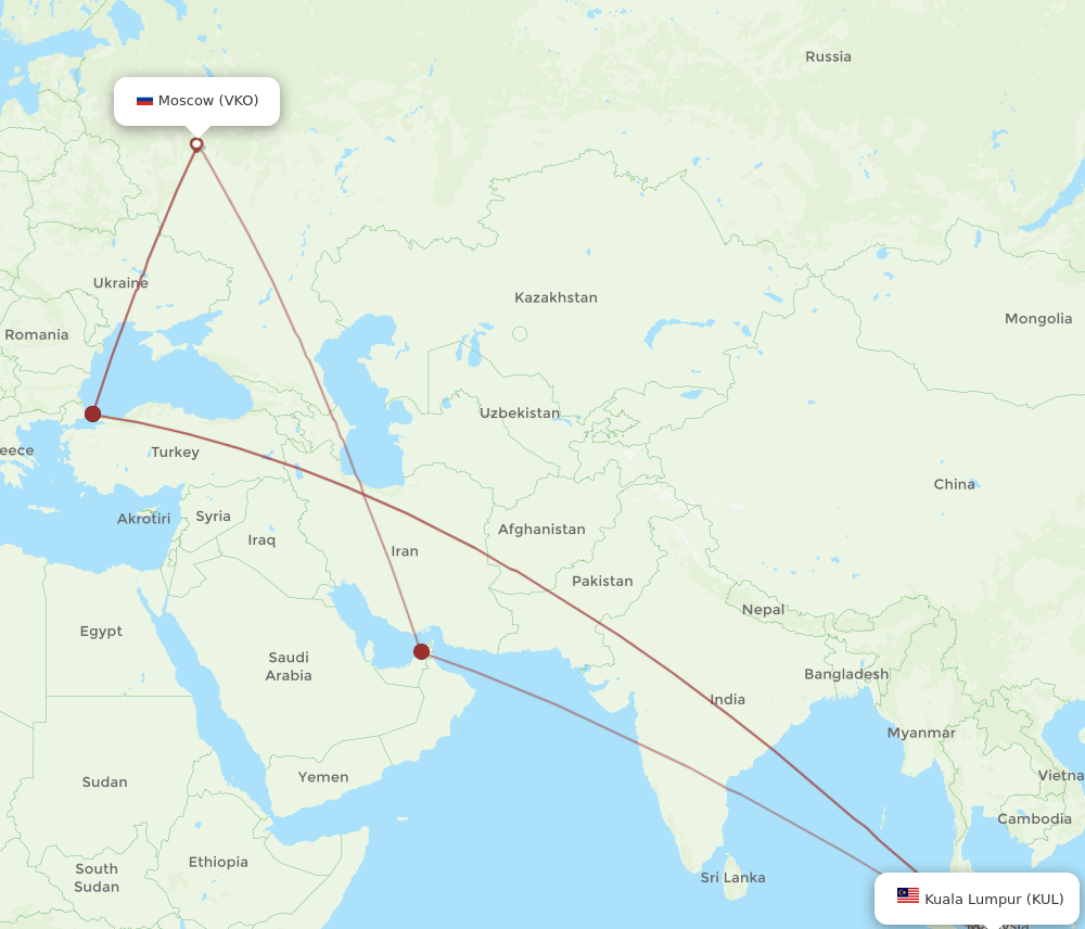 KUL-VKO flight routes