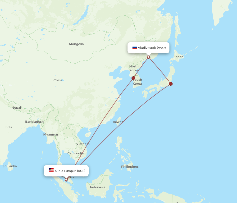 KUL-VVO flight routes