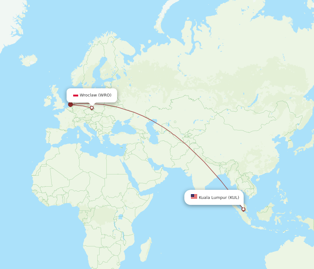 KUL-WRO flight routes
